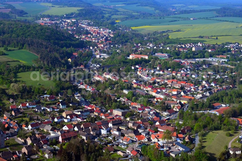 Aerial photograph Mansfeld - City view on down town in Mansfeld in the state Saxony-Anhalt, Germany