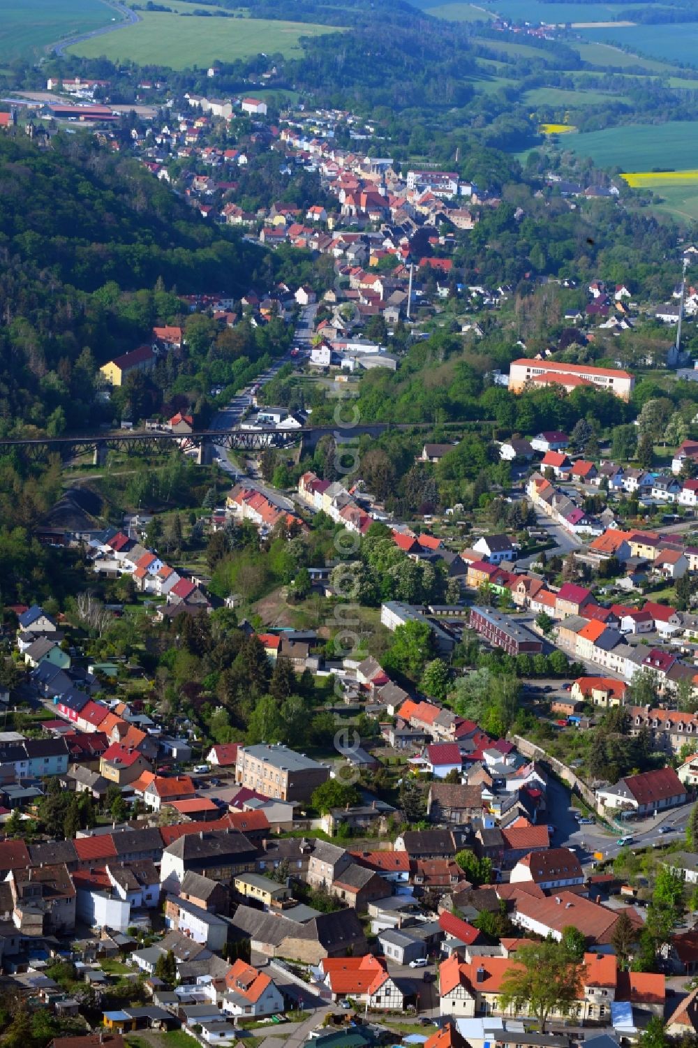 Mansfeld from the bird's eye view: City view on down town in Mansfeld in the state Saxony-Anhalt, Germany