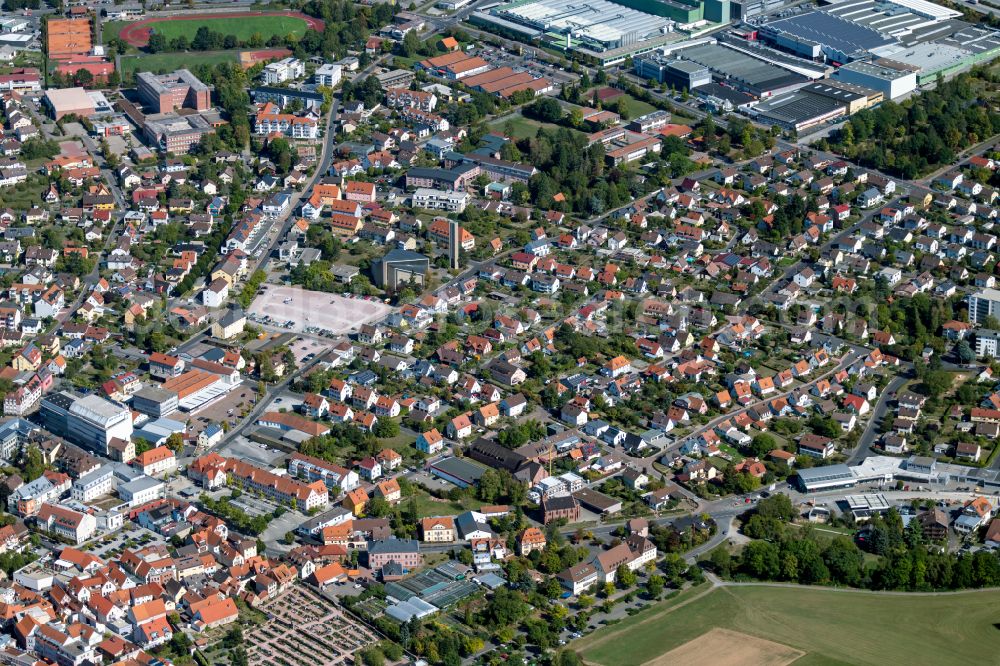 Marktheidenfeld from the bird's eye view: City view on down town in Marktheidenfeld in the state Bavaria, Germany