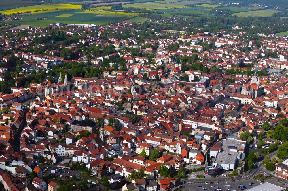 Aerial image Mühlhausen - City view on down town in Muehlhausen in the state Thuringia, Germany