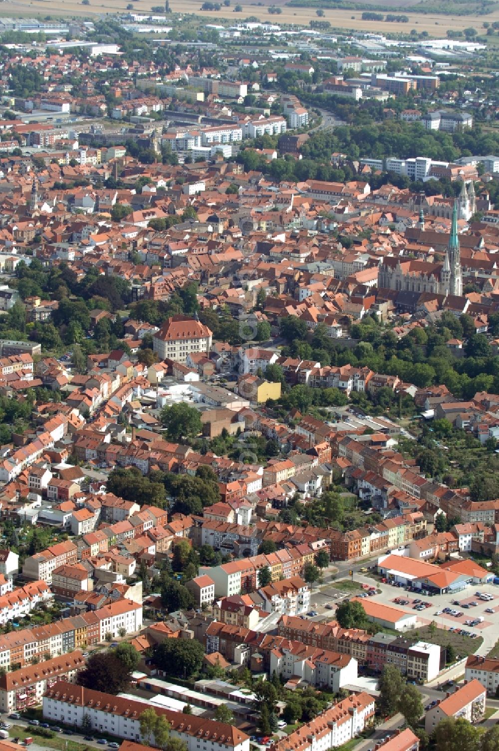 Aerial photograph Mühlhausen - City view on down town in Muehlhausen in the state Thuringia, Germany