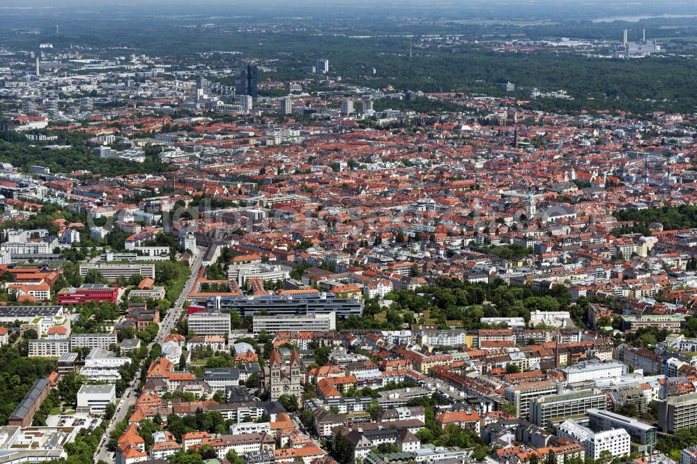Aerial photograph München - City view on down town in Munich in the state Bavaria, Germany