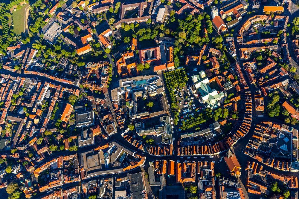 Münster from the bird's eye view: City view on down town in Muenster in the state North Rhine-Westphalia, Germany