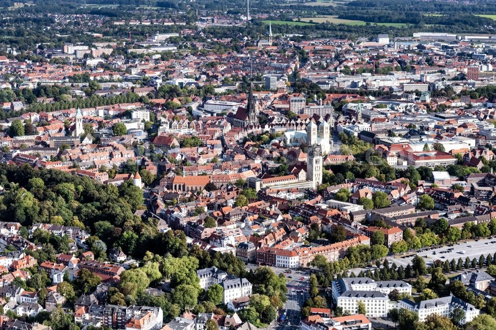 Aerial image Münster - City view on down town in Muenster in the state North Rhine-Westphalia, Germany