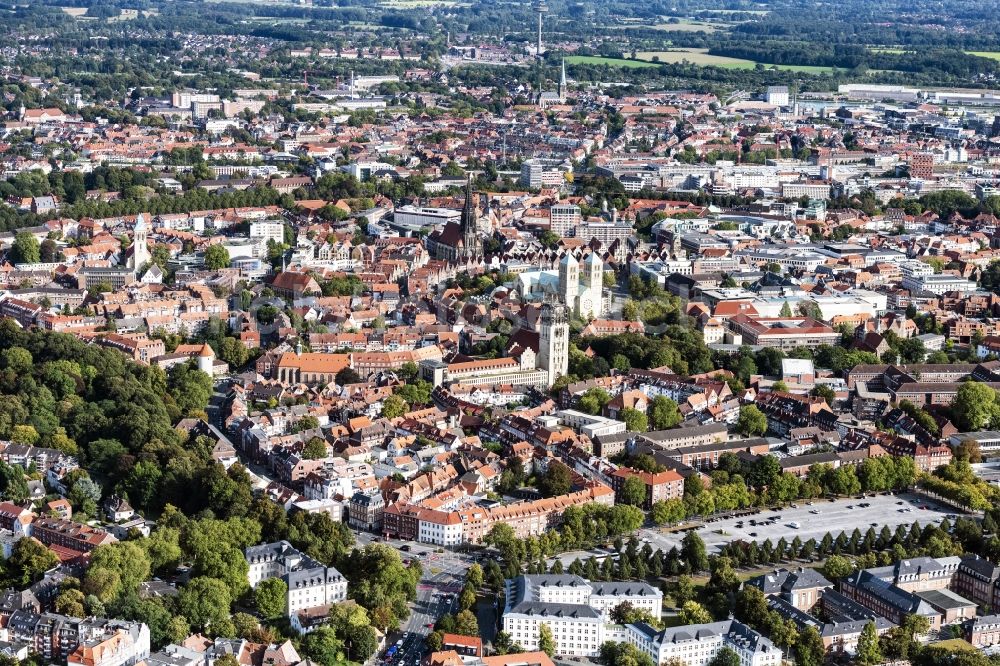 Aerial photograph Münster - City view on down town in Muenster in the state North Rhine-Westphalia, Germany