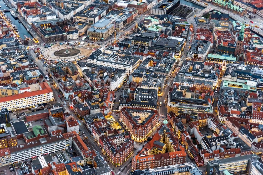 Aerial photograph Kopenhagen - City view on down town Montergade - Gothersgade - Christian IX's Gade in the district Indre By in Copenhagen in Region Hovedstaden, Denmark