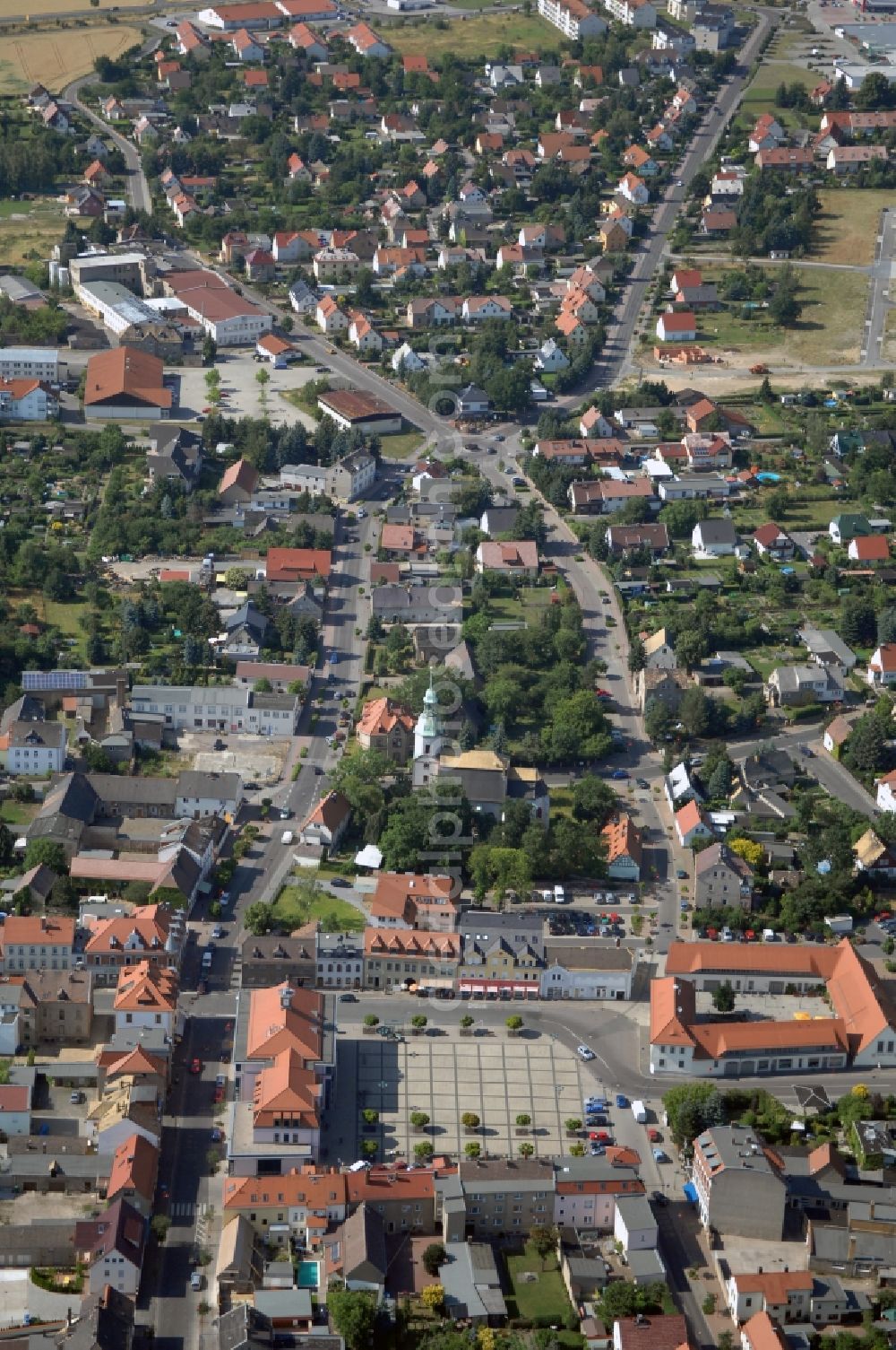 Aerial photograph Naunhof - City view on down town in Naunhof in the state Saxony, Germany