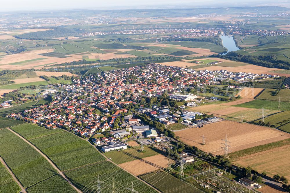 Aerial image Neckarwestheim - City view on down town in Neckarwestheim in the state Baden-Wuerttemberg, Germany