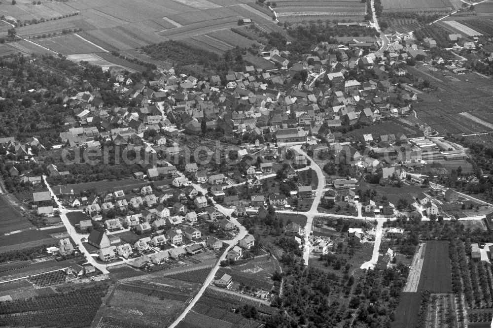 Aerial image Neckarwestheim - City view on down town in Neckarwestheim in the state Baden-Wuerttemberg, Germany