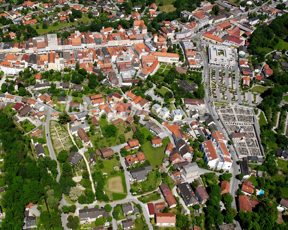 Aerial image Neuötting - City view on down town in Neuötting in the state Bavaria, Germany