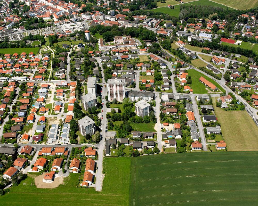 Aerial photograph Neuötting - City view on down town in Neuötting in the state Bavaria, Germany