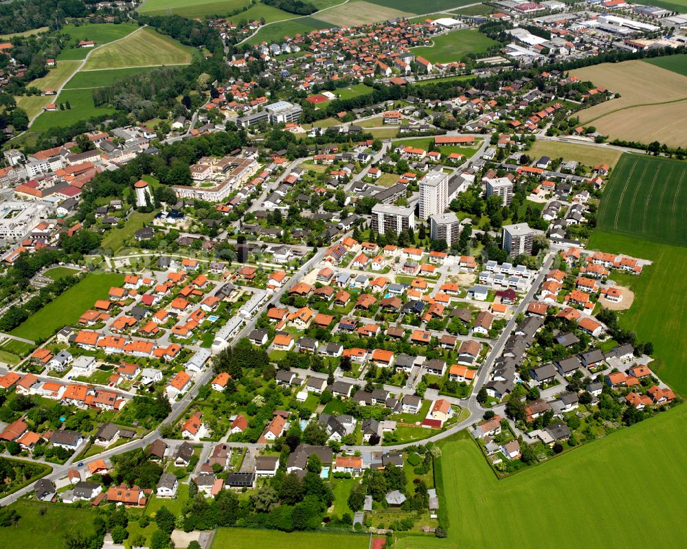 Neuötting from above - City view on down town in Neuötting in the state Bavaria, Germany