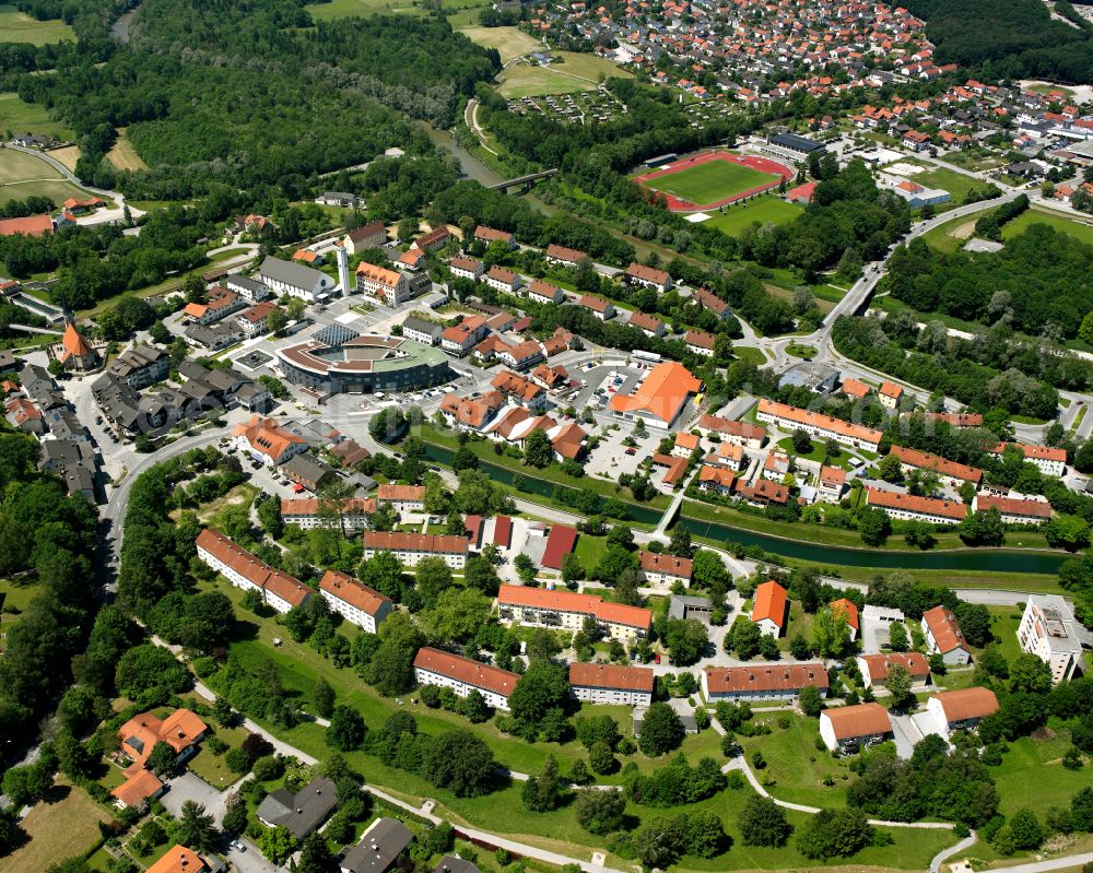 Aerial image Oberberg - City view on down town in Oberberg in the state Bavaria, Germany