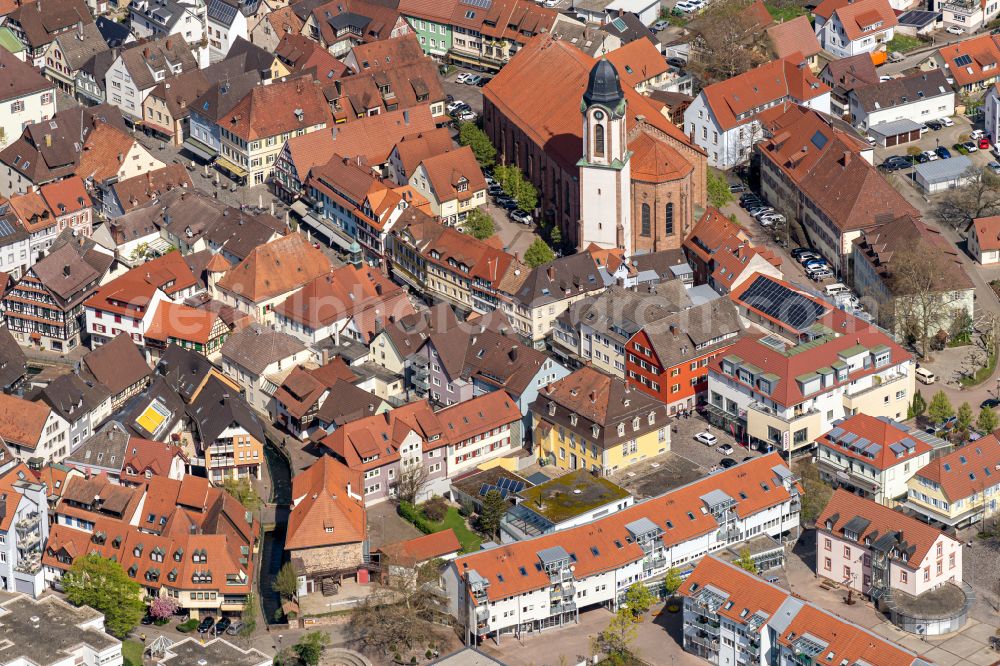 Oberkirch from above - City view of the city area of in Oberkirch in the state Baden-Wurttemberg, Germany