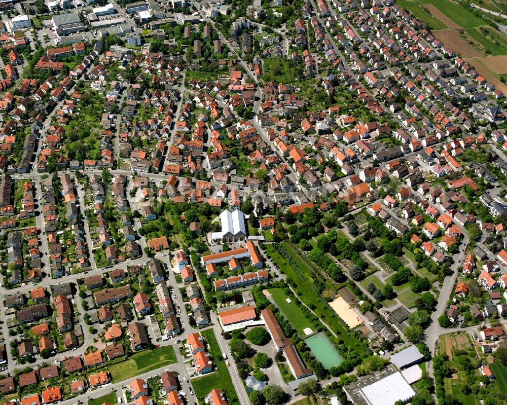 Oeffingen from above - City view on down town in Oeffingen in the state Baden-Wuerttemberg, Germany