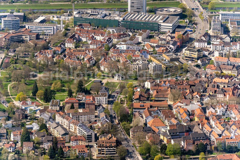 Aerial image Offenburg - City view of the city area of in the district Buehl in Offenburg in the state Baden-Wurttemberg, Germany