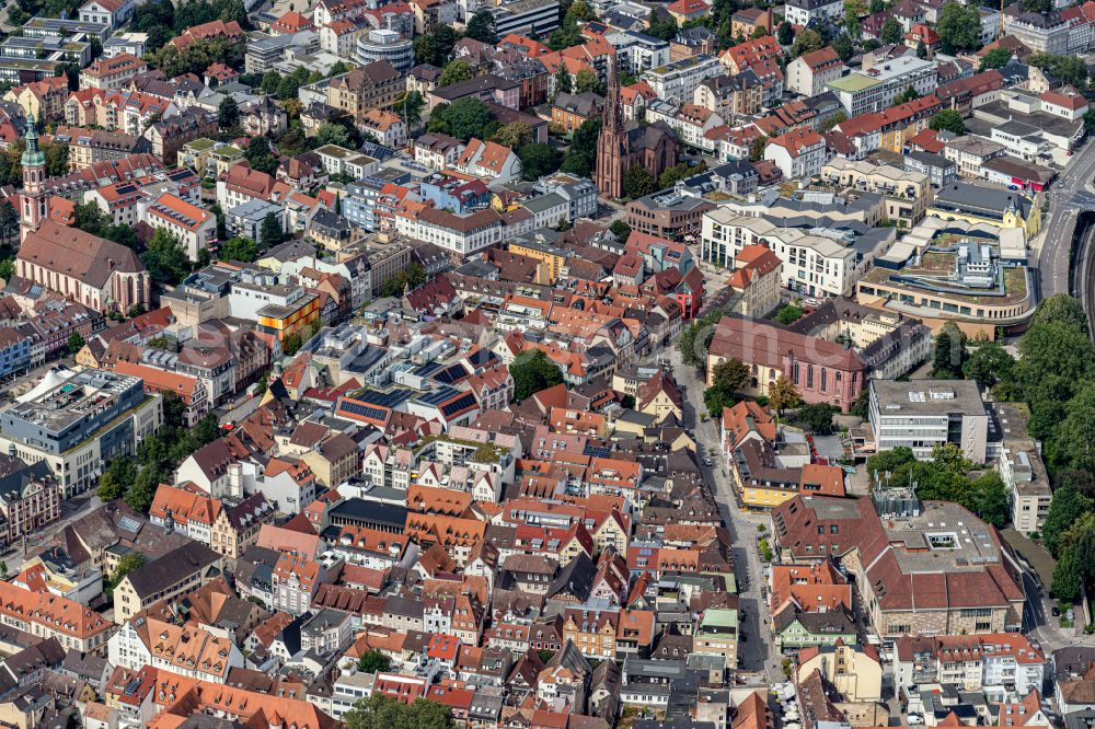 Offenburg from above - City view of the city area of in Offenburg in the state Baden-Wurttemberg, Germany