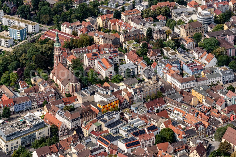 Aerial photograph Offenburg - City view on down town in Offenburg in the state Baden-Wurttemberg, Germany