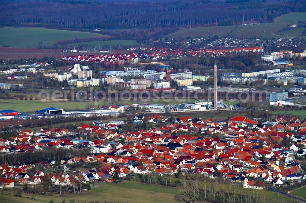 Leinefelde-Worbis from the bird's eye view: City view on down town in the district Birkungen in Leinefelde-Worbis in the state Thuringia, Germany