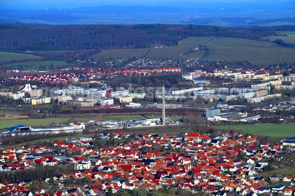 Aerial image Leinefelde-Worbis - City view on down town in the district Birkungen in Leinefelde-Worbis in the state Thuringia, Germany