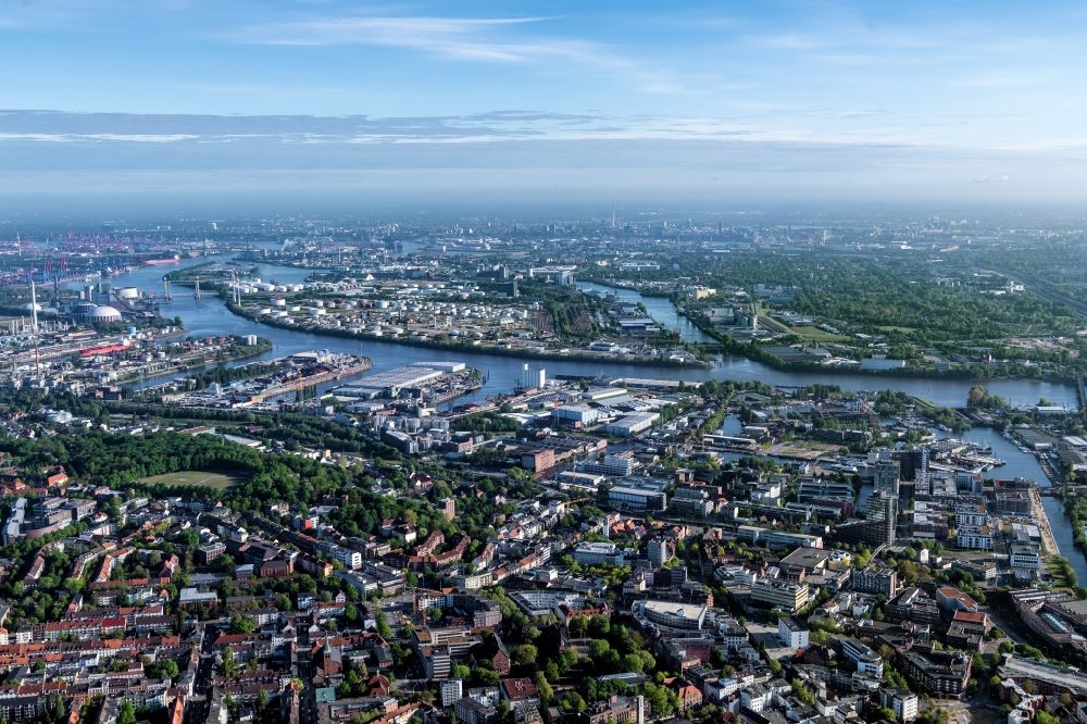 Aerial photograph Hamburg - City view on down town in the district Harburg in Hamburg, Germany