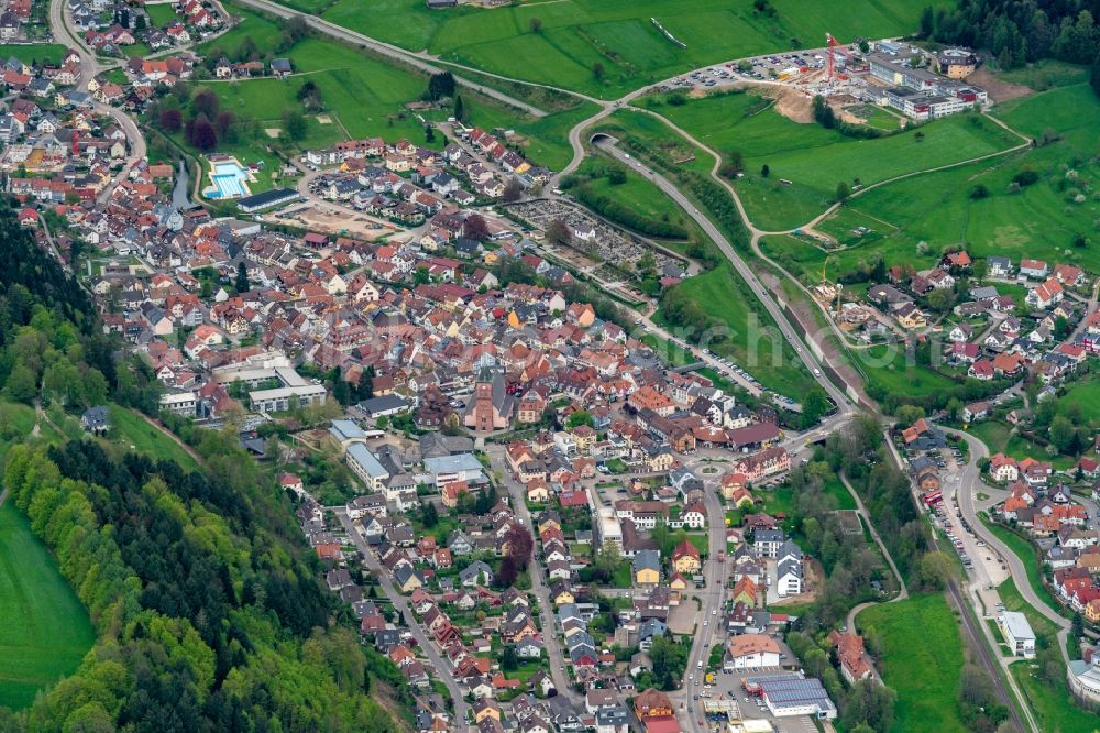 Aerial photograph Elzach - City view of the city area of in the district Prechtal in Elzach in the state Baden-Wurttemberg