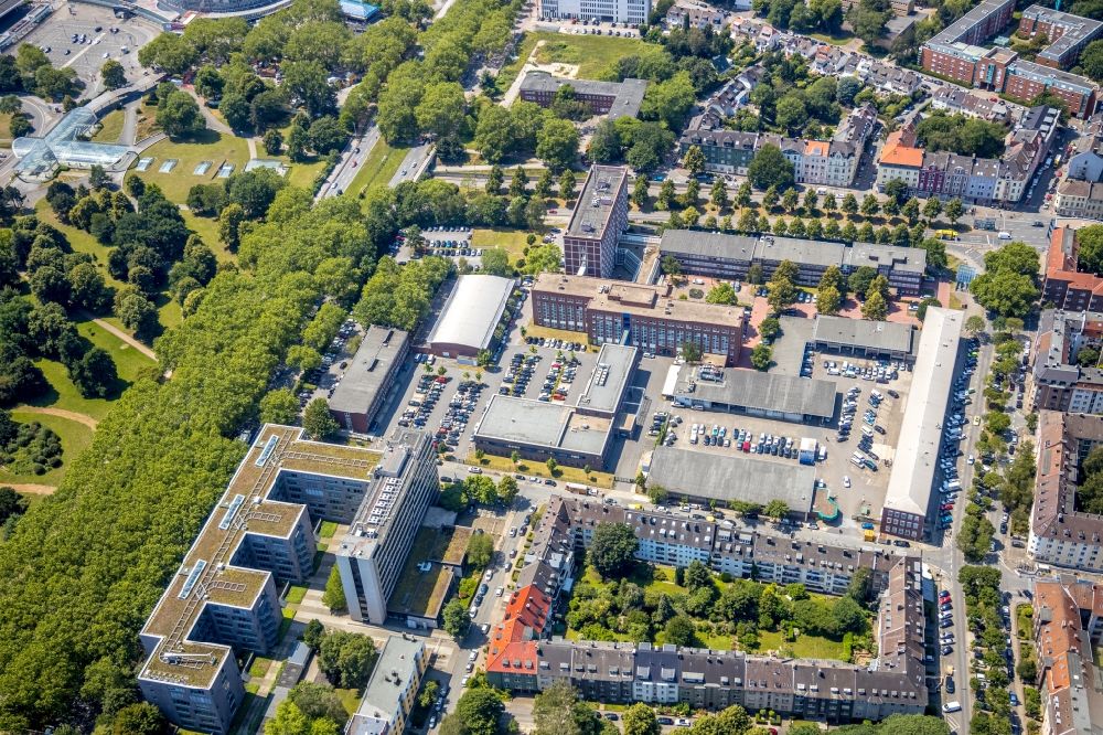 Aerial image Dortmund - City view on down town on Rheinlanddonm - Hohe Strasse in the district Ruhrallee West in Dortmund in the state North Rhine-Westphalia, Germany