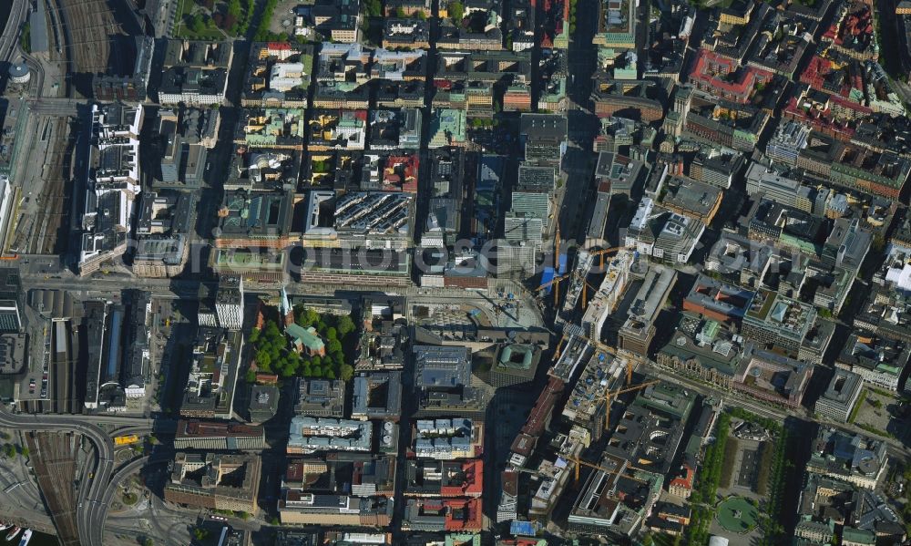 Stockholm from the bird's eye view: City view of the city area of in the district Soedermalm in Stockholm in Stockholms laen, Sweden