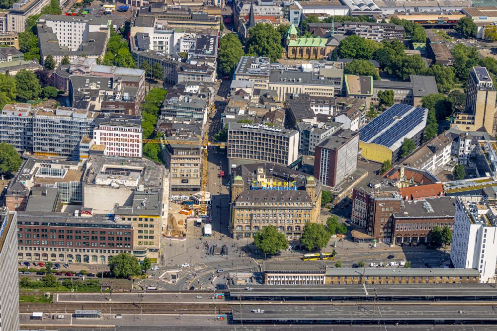 Aerial image Essen - City view of the inner city area on Rathenaustrasse in the district Stadtkern in Essen in the Ruhr area in the state North Rhine-Westphalia, Germany