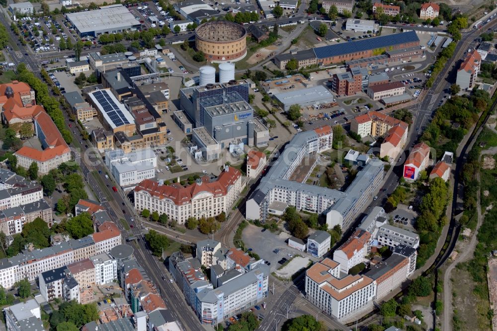 Aerial image Leipzig - City view on down town on Eutritzscher Strasse - Roscherstrasse in the district Zentrum-Nord in Leipzig in the state Saxony, Germany