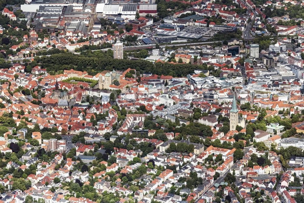 Osnabrück from the bird's eye view: City view on down town in Osnabrueck in the state Lower Saxony, Germany
