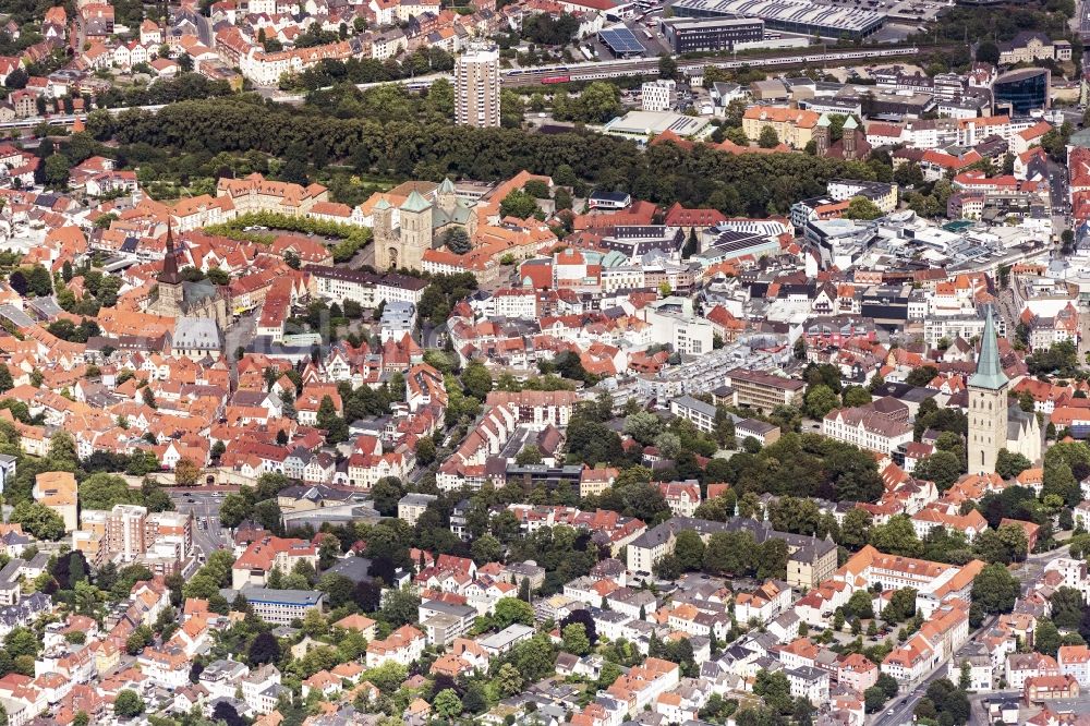Aerial image Osnabrück - City view on down town in Osnabrueck in the state Lower Saxony, Germany
