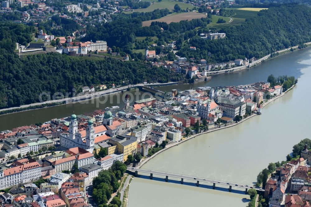 Aerial image Passau - City view of the city area of in Passau in the state Bavaria, Germany