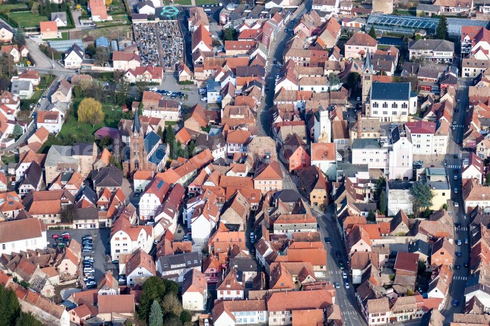 Aerial photograph Pfaffenhoffen - City view of the city area of in Pfaffenhoffen in Grand Est, France