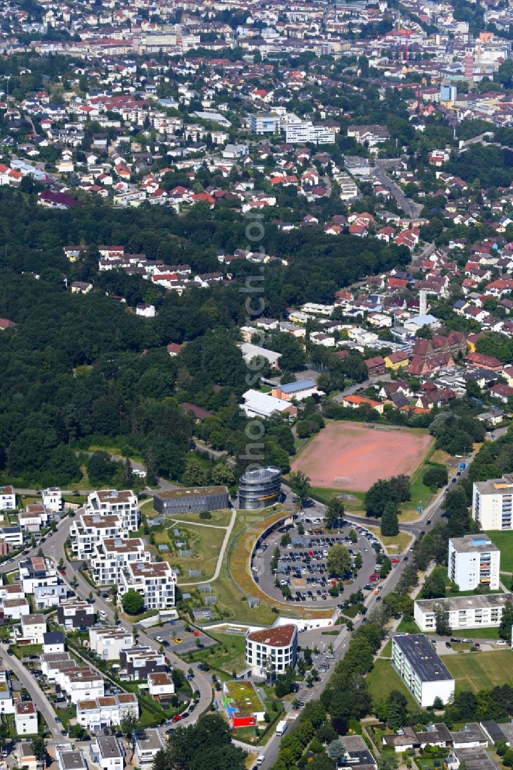 Pforzheim from above - City view of the city area of in Pforzheim in the state Baden-Wurttemberg, Germany