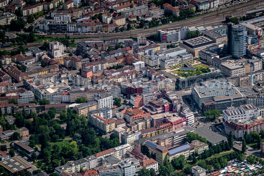 Aerial image Pforzheim - City view on down town in Pforzheim in the state Baden-Wurttemberg, Germany