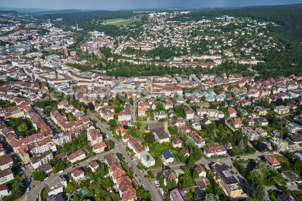 Pforzheim from the bird's eye view: City view on down town in Pforzheim in the state Baden-Wurttemberg, Germany