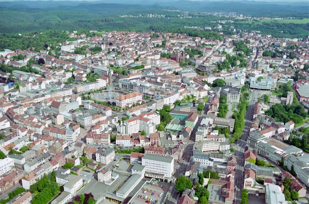 Pirmasens from above - City view of the city area of in Pirmasens in the state Rhineland-Palatinate, Germany