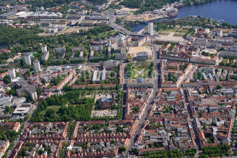 Aerial photograph Potsdam - City view on down town in Potsdam in the state Brandenburg, Germany