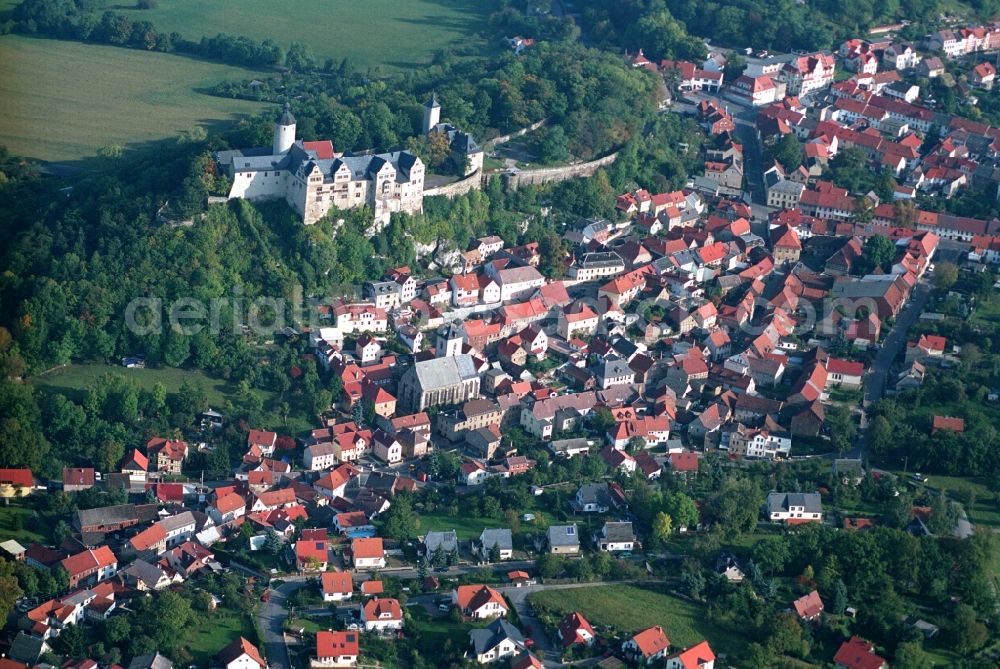 Ranis from above - City view of the city area of in Ranis in the state Thuringia, Germany