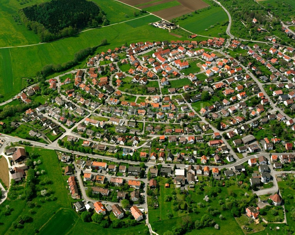 Rechberghausen from the bird's eye view: City view on down town in Rechberghausen in the state Baden-Wuerttemberg, Germany