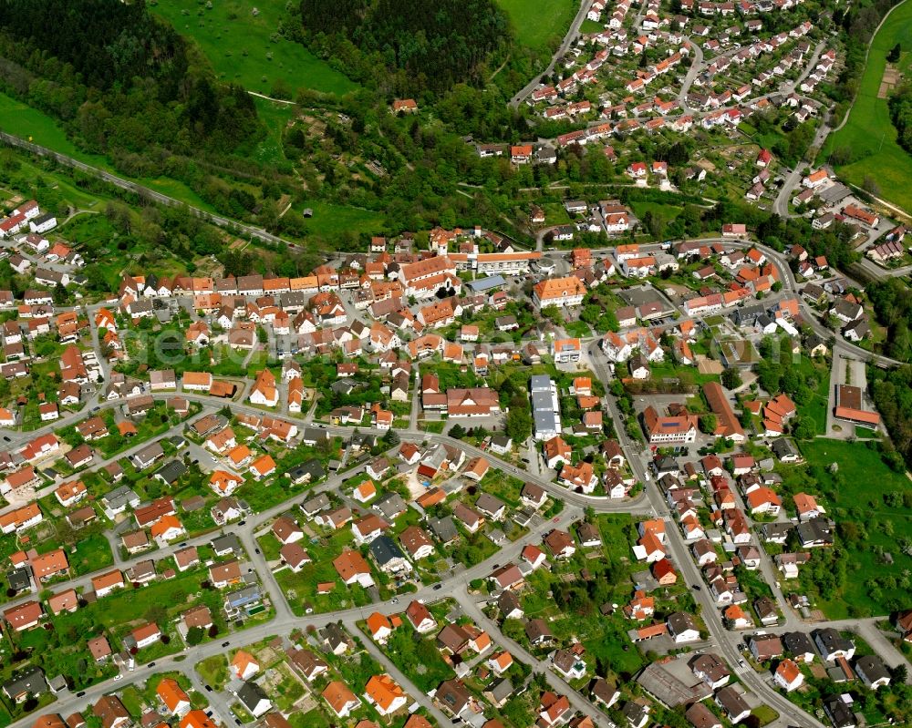 Aerial image Rechberghausen - City view on down town in Rechberghausen in the state Baden-Wuerttemberg, Germany