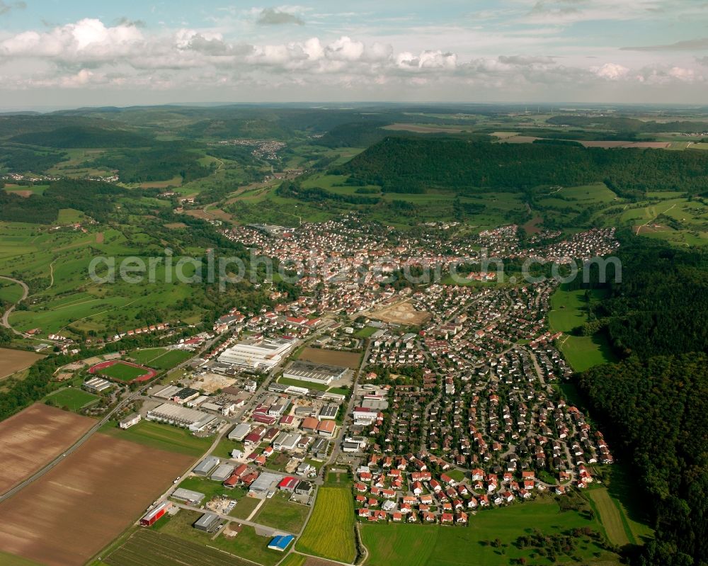 Reichenbach from above - City view on down town in Reichenbach in the state Baden-Wuerttemberg, Germany