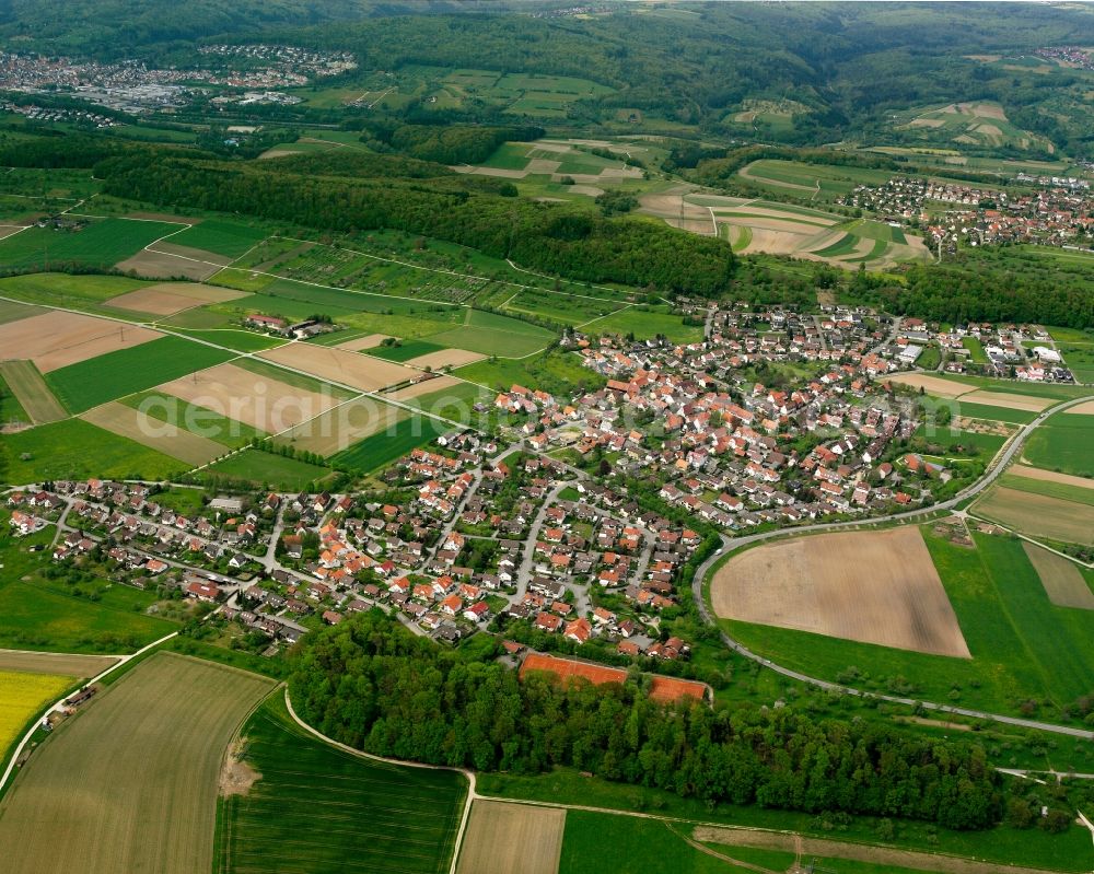 Roßwälden from above - City view on down town in Roßwälden in the state Baden-Wuerttemberg, Germany
