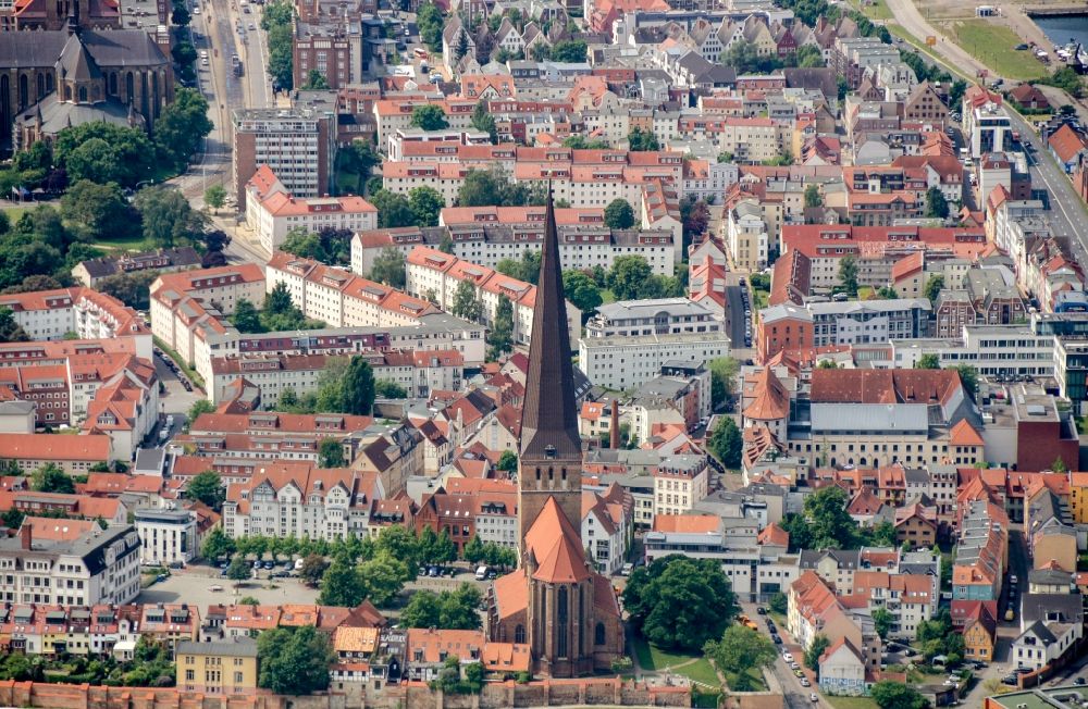 Rostock from the bird's eye view: City view of the city area of in Rostock in the state Mecklenburg - Western Pomerania, Germany