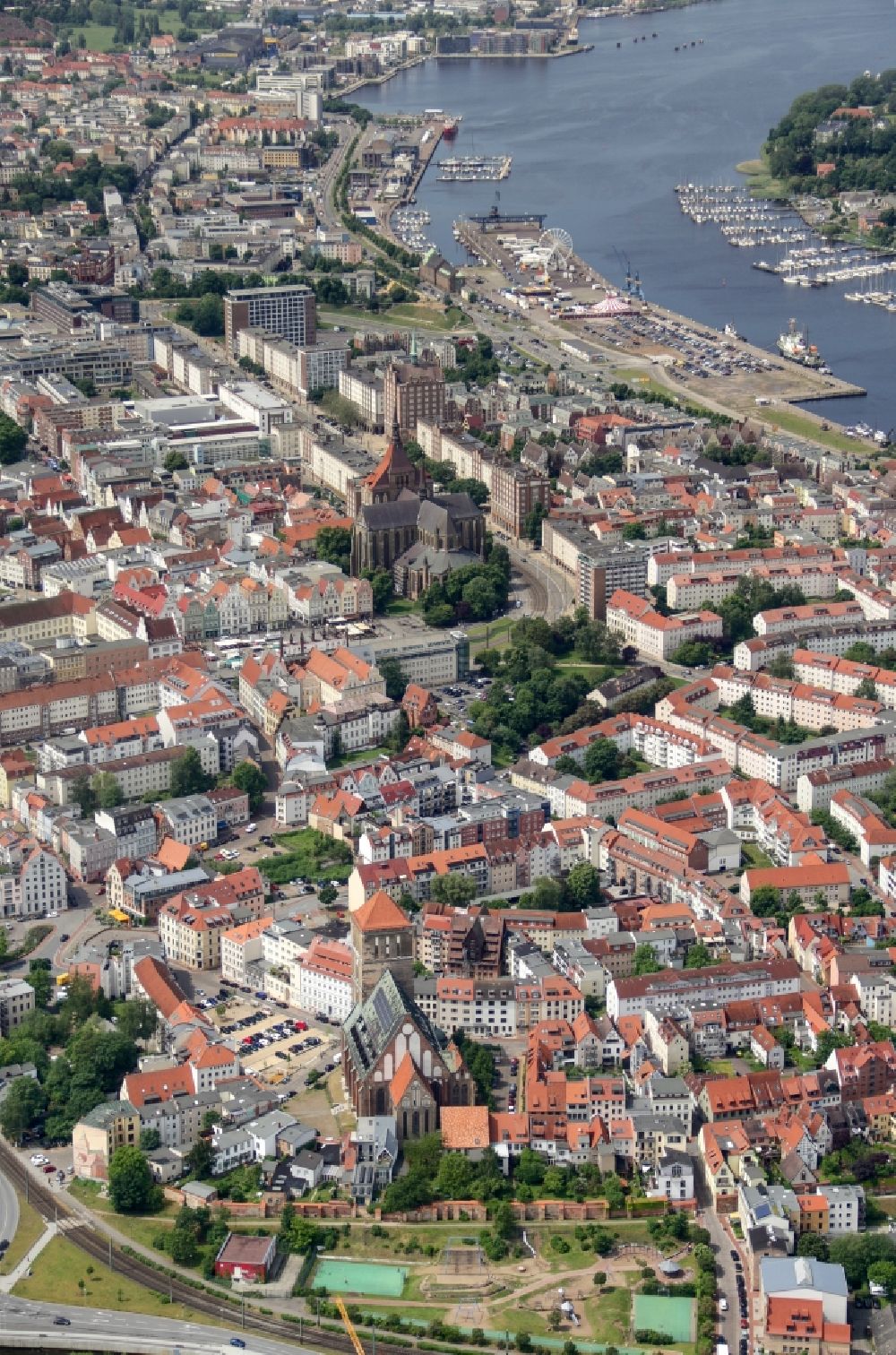 Rostock from above - City view of the city area of in Rostock in the state Mecklenburg - Western Pomerania, Germany