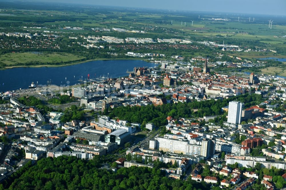 Rostock from the bird's eye view: City view of the city area of in Rostock in the state Mecklenburg - Western Pomerania, Germany