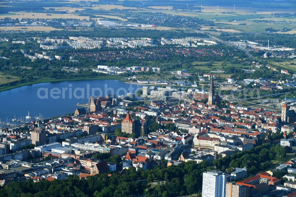 Aerial image Rostock - City view of the city area of in Rostock in the state Mecklenburg - Western Pomerania, Germany