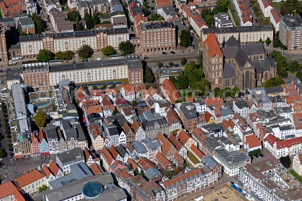 Rostock from above - City view on down town in Rostock at the baltic coast in the state Mecklenburg - Western Pomerania, Germany