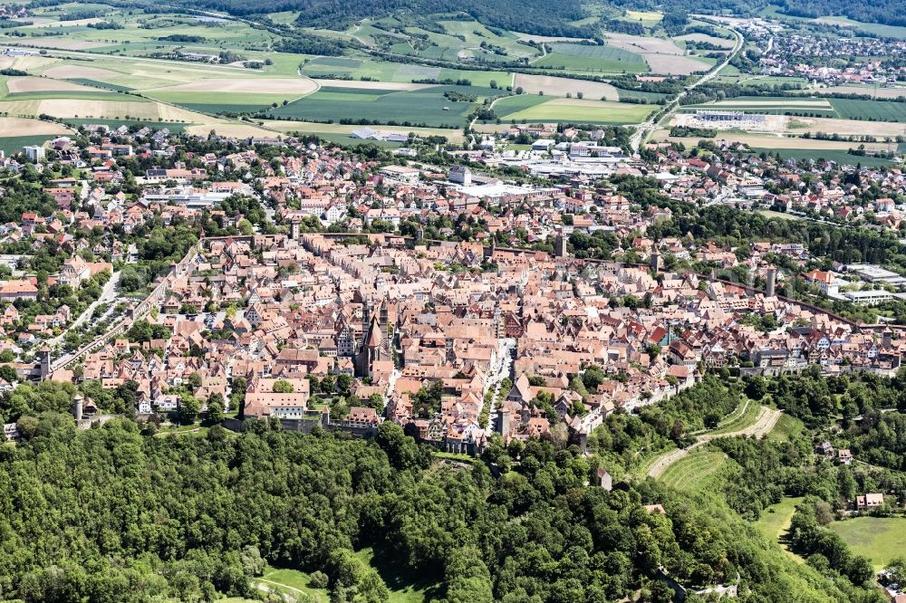 Rothenburg ob der Tauber from above - City view on down town in Rothenburg ob der Tauber in the state Bavaria, Germany